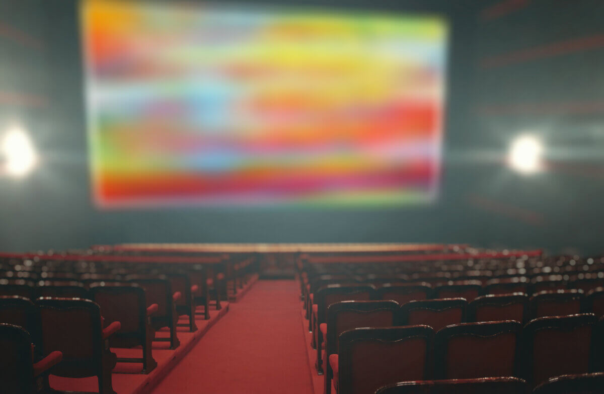 Cinema with LGBT symbols on the screen